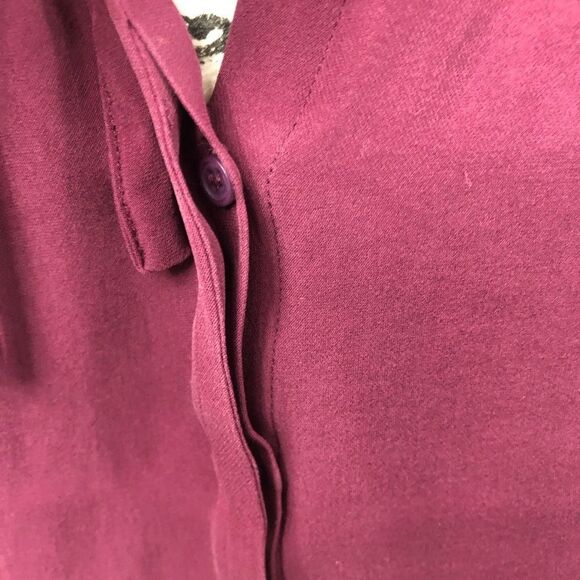 Joie Silk Blouse Button Up Shirt Burgundy XS - Picture 7 of 10